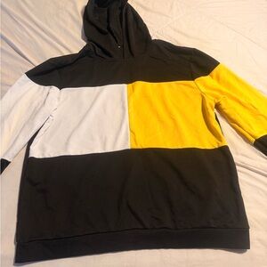 SHEIN Tri-Tone Hoodie - Black, White, Yellow